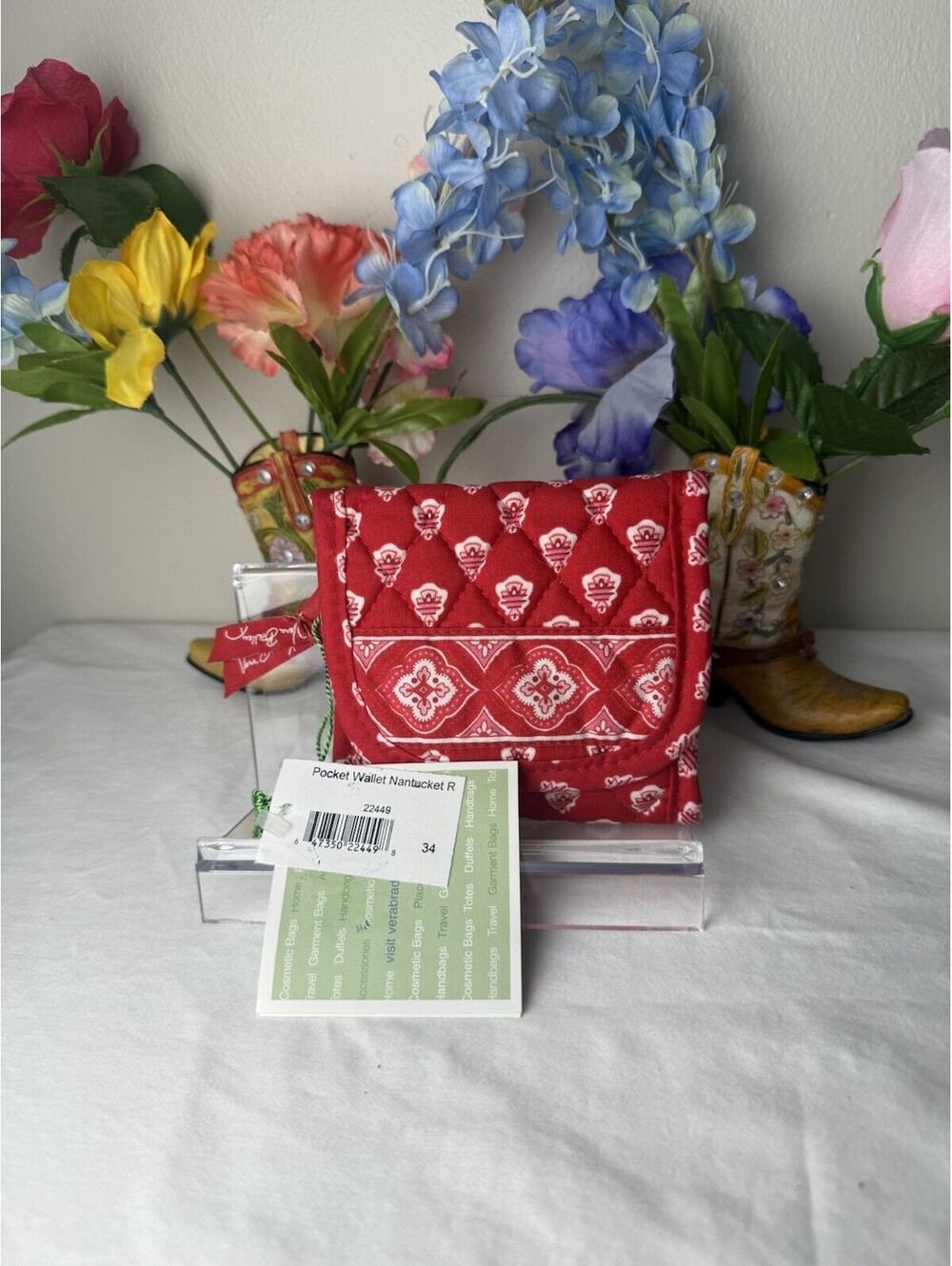 Vera Bradley Nantucket Red Pocket Wallet NWT • Retired Hard to Find • Card Case